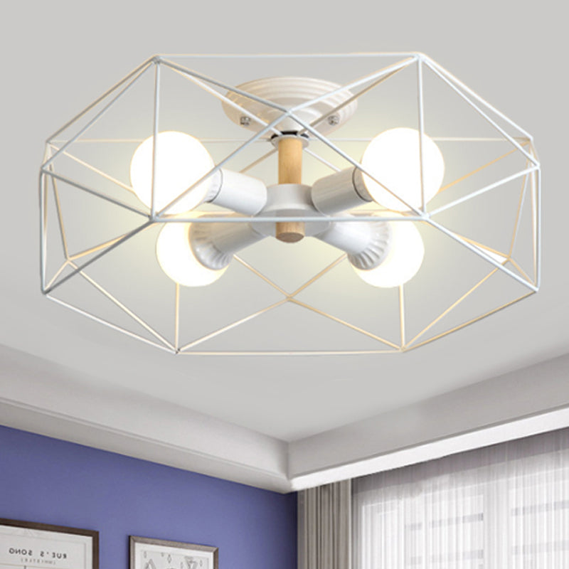 GeoLight – Lampada da soffitto semi-incassata geometrica con gabbia in filo metallico