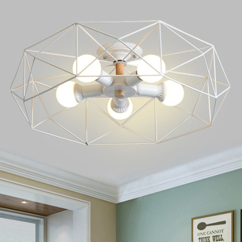 GeoLight – Lampada da soffitto semi-incassata geometrica con gabbia in filo metallico