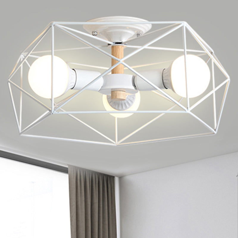 GeoLight – Lampada da soffitto semi-incassata geometrica con gabbia in filo metallico