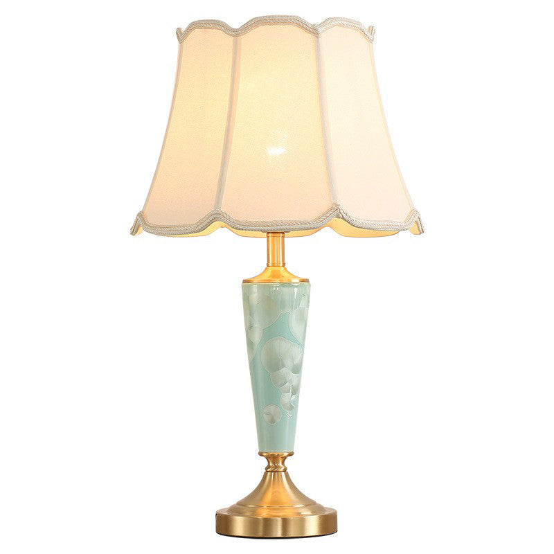 Blue Classic Table Lamp with Fabric Shade