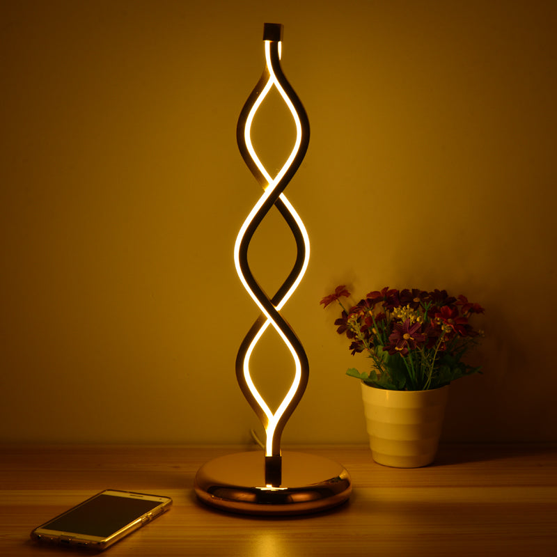 GoldWave - Lampada da tavolo LED in stile Arte Deco con striscia dorata ondulata