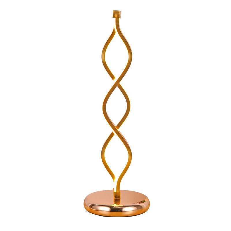 GoldWave - Lampada da tavolo LED in stile Arte Deco con striscia dorata ondulata