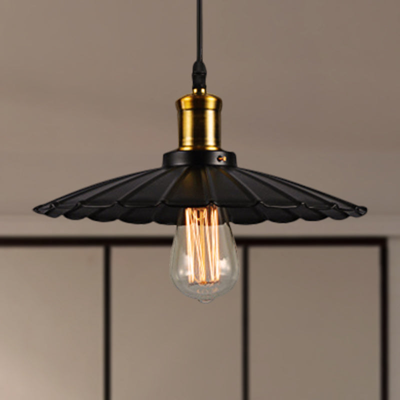 Lampada a sospensione industriale ondulata 1 luce in nero/bianco