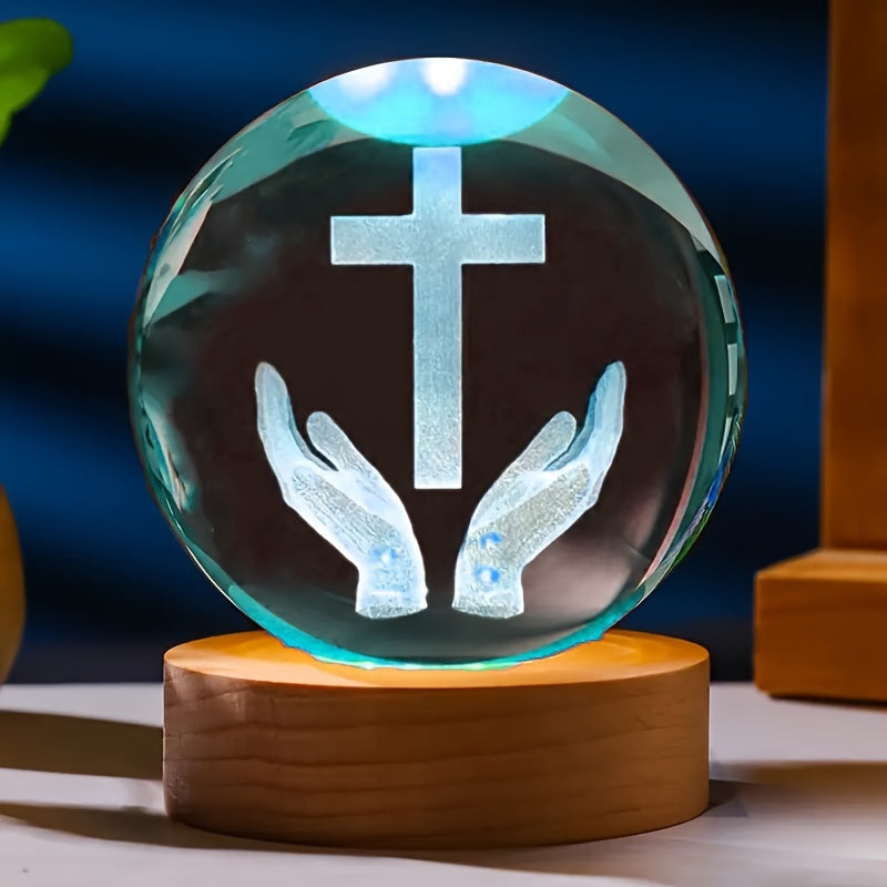 CrystalGlow - Lâmpada Noturna Tradicional em Cristal Gravado 3D