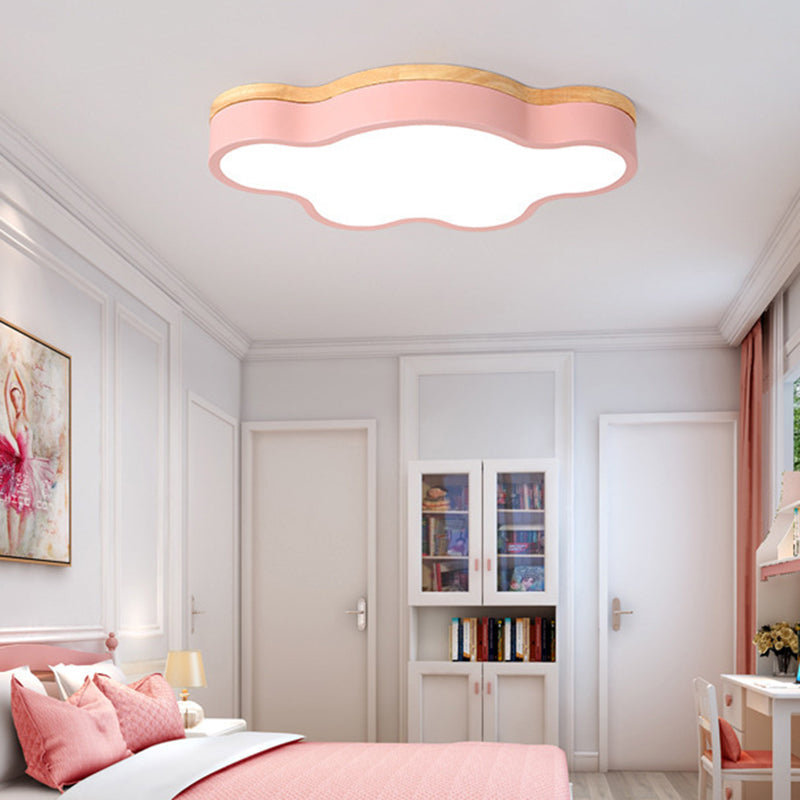 CloudLight – Lampada da soffitto LED in acrilico a forma di nuvola con tettuccio in legno