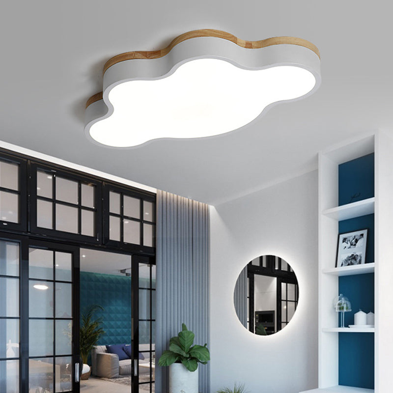 CloudLight – Lampada da soffitto LED in acrilico a forma di nuvola con tettuccio in legno
