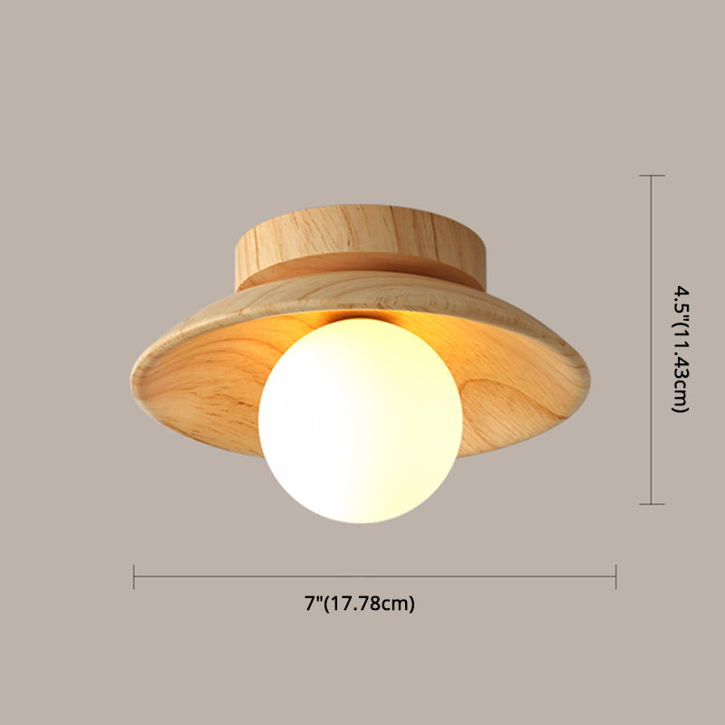 Elegante lampada da soffitto in legno 1 luce mini semi-incasso per corridoio
