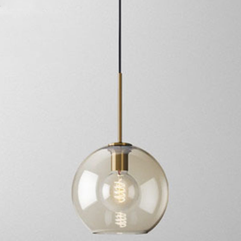 Lampada a sospensione vetro cognac moderna minimalista 1 luce illuminazione per tavolo da pranzo
