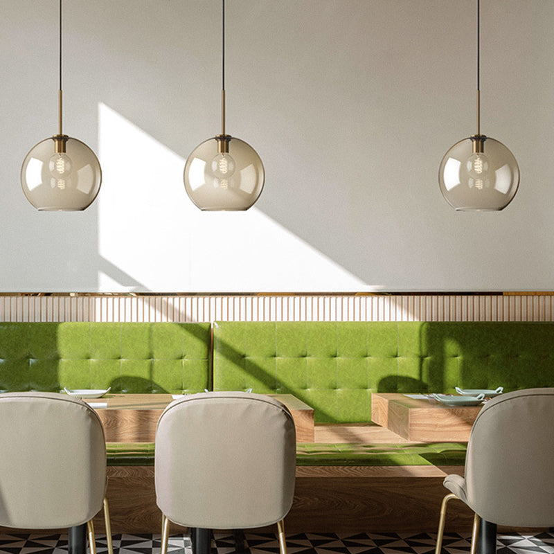 Lampada a sospensione vetro cognac moderna minimalista 1 luce illuminazione per tavolo da pranzo