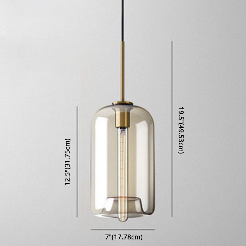 Lampada a sospensione vetro cognac moderna minimalista 1 luce illuminazione per tavolo da pranzo