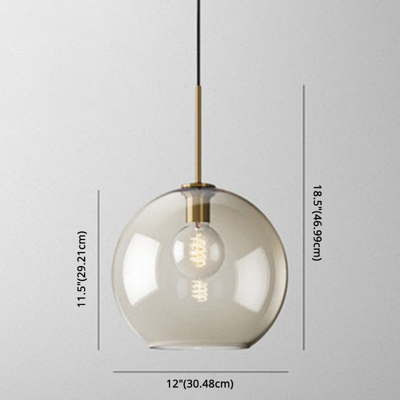 Lampada a sospensione vetro cognac moderna minimalista 1 luce illuminazione per tavolo da pranzo