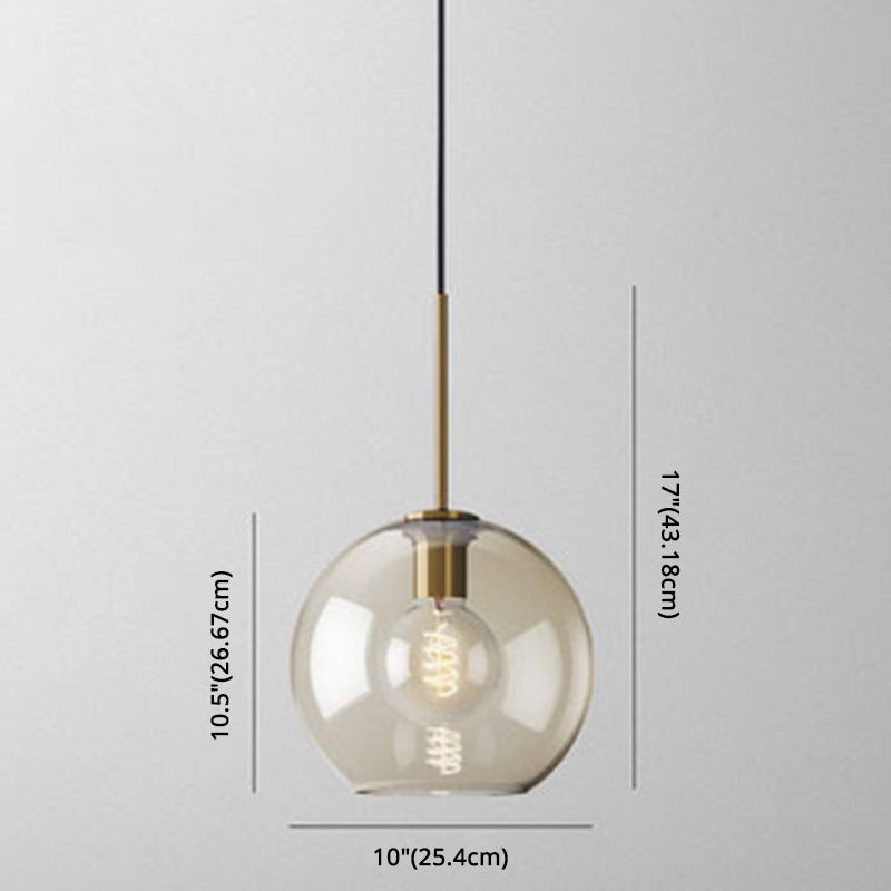 Lampada a sospensione vetro cognac moderna minimalista 1 luce illuminazione per tavolo da pranzo