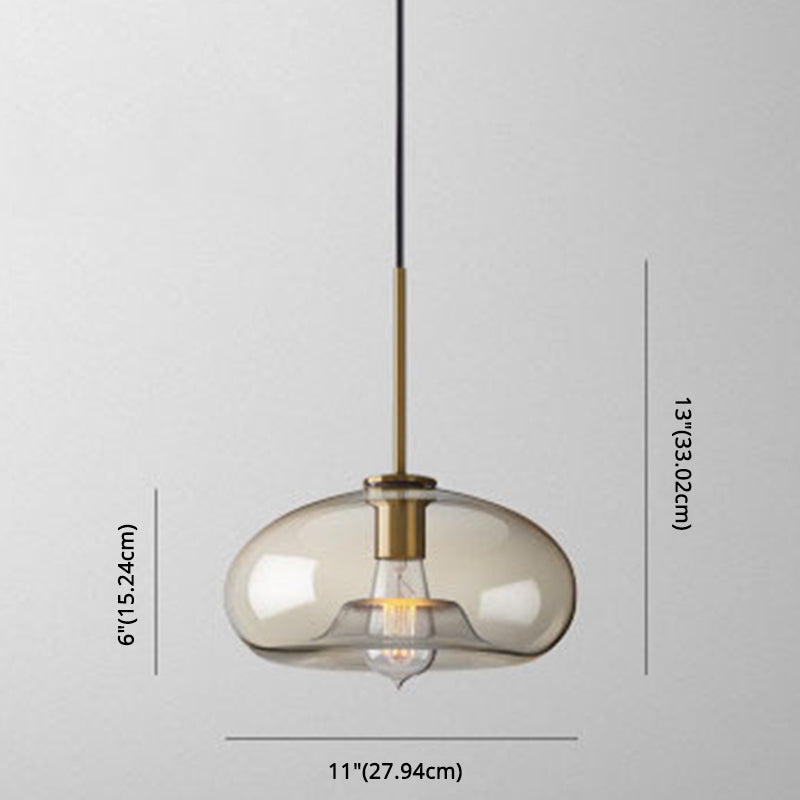 Lampada a sospensione vetro cognac moderna minimalista 1 luce illuminazione per tavolo da pranzo