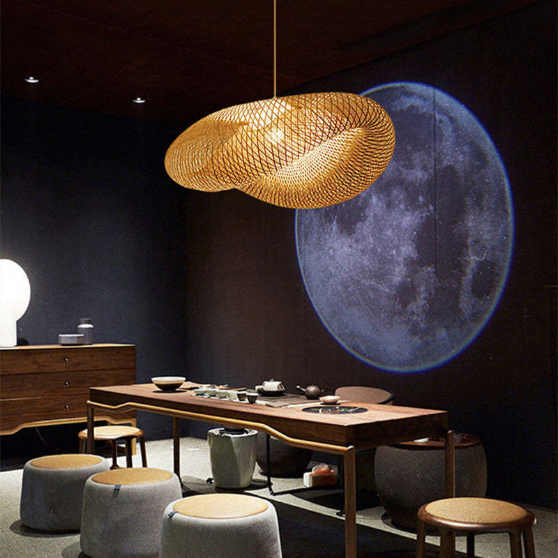ZenBamboo LED Hanging Lamp Bamboo Spheres for Bedroom