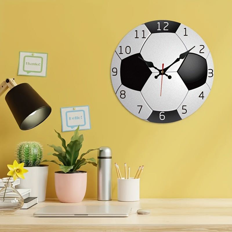 Orologio da Parete in Legno con Design Calcio - Orologio Silenzioso per Soggiorno e Camera da Letto