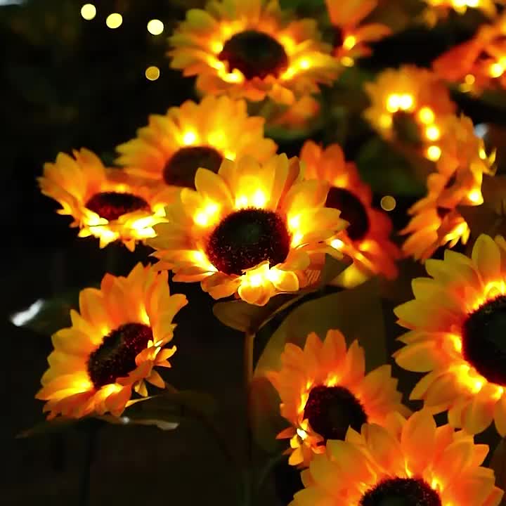 SolarBloom - Sunflower LED Garden Light with 3 Heads, Waterproof