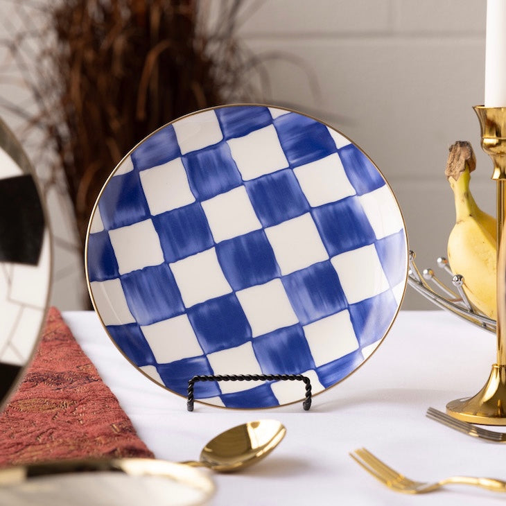Set di Piatti a Quadretti Blu Reale - Eleganza Senza Tempo