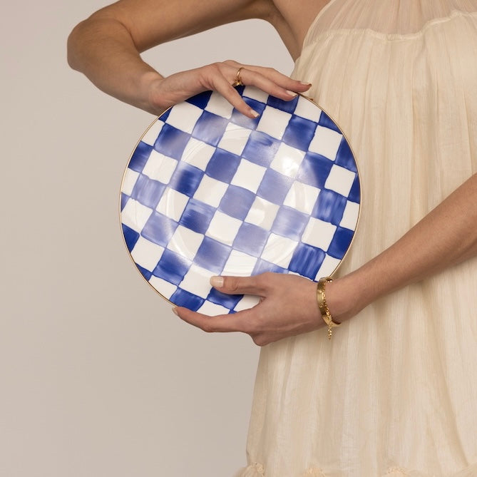 Set di Piatti a Quadretti Blu Reale - Eleganza Senza Tempo