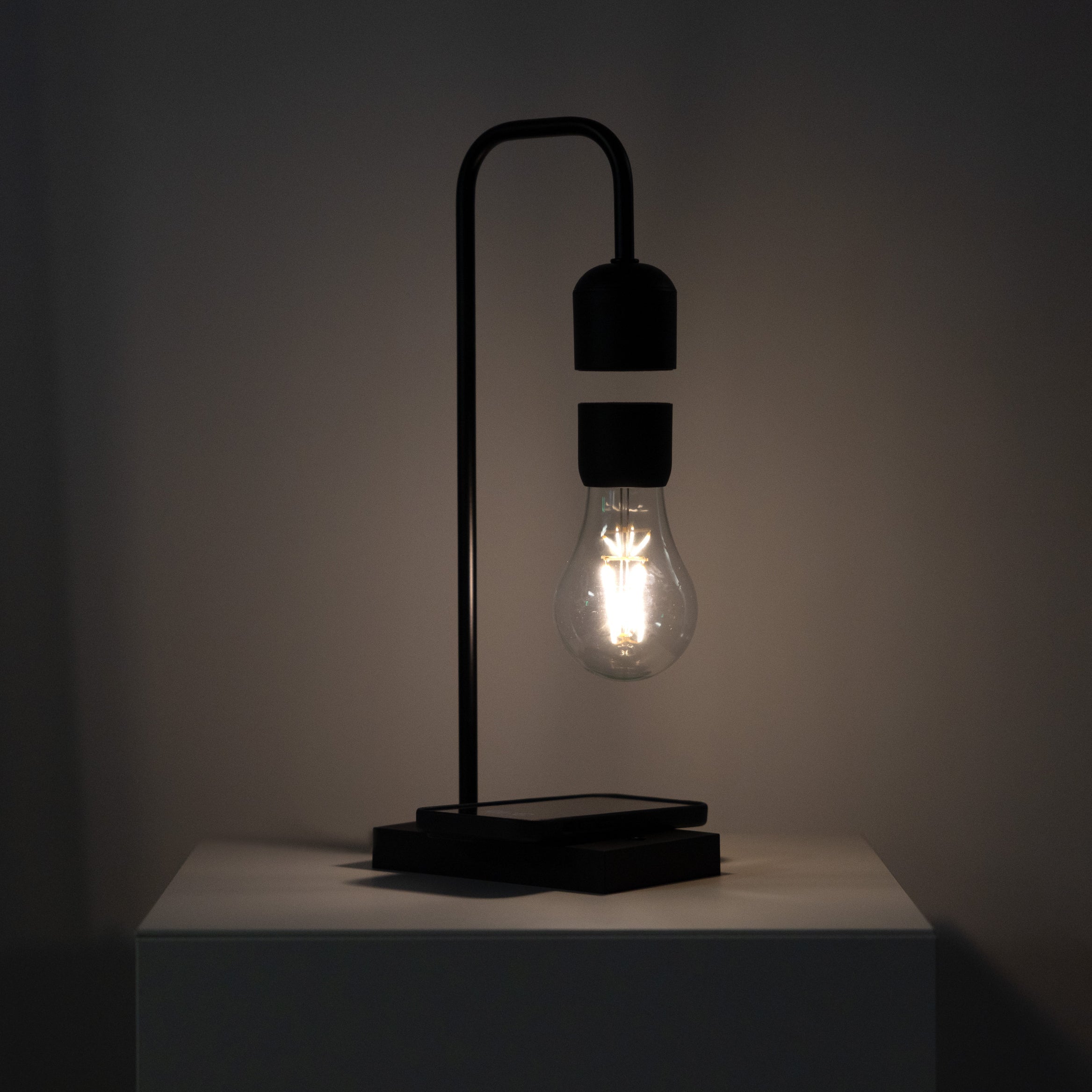Lâmpada LED Flutuante Minimalista com Carregador de Telemóvel Sem Fios