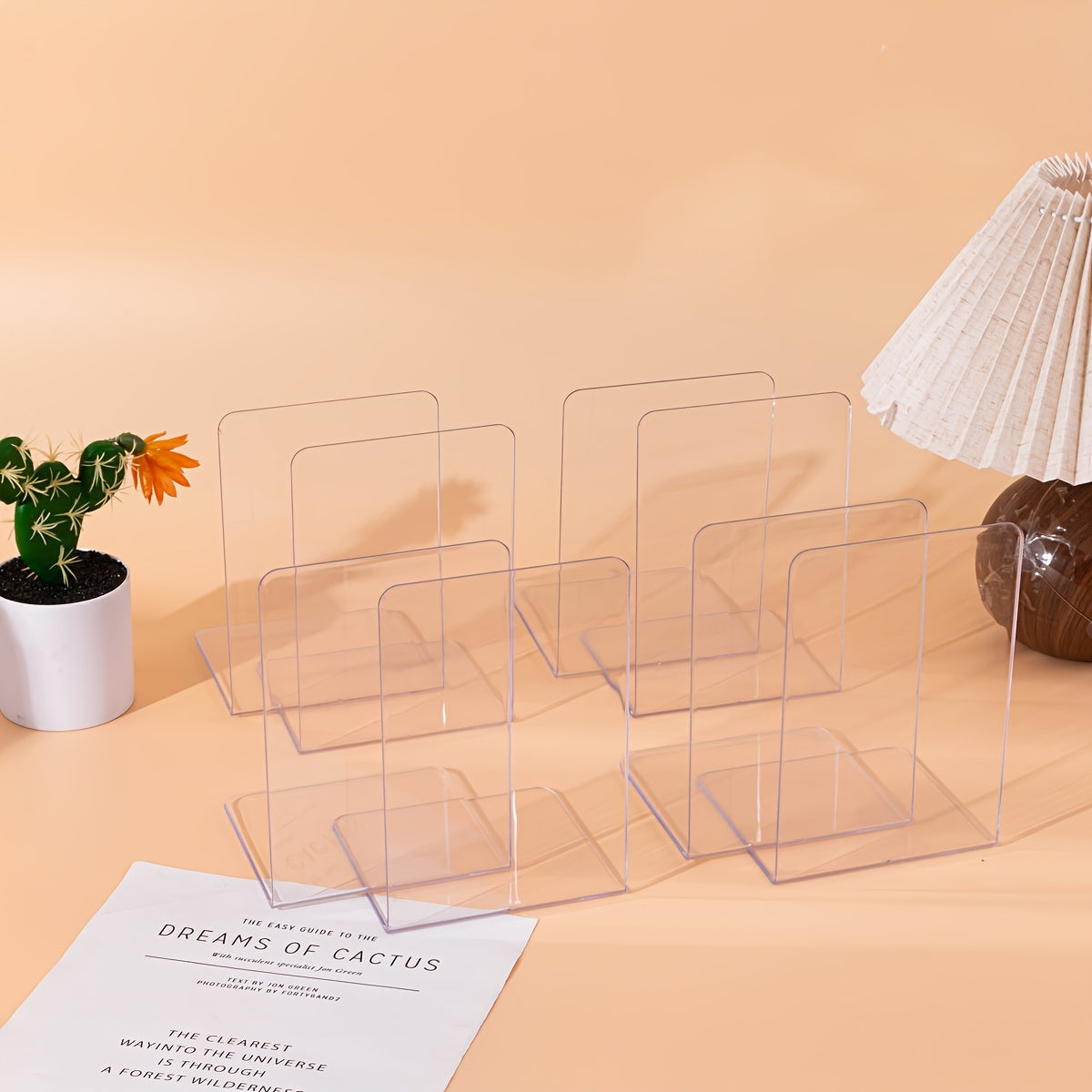 Conjunto de 8 Suportes de Livros em Forma de L - Material PP Durável, Organizador para Secretária e Estudantes