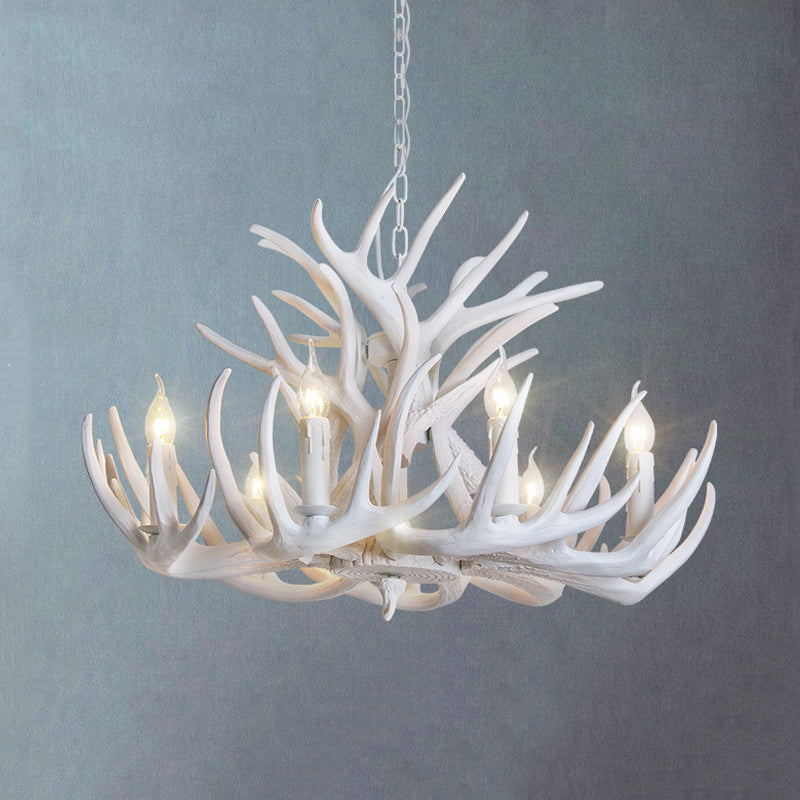 AntlerGlow – Lampadario a Corna Bianche in Resina Rustica per Soggiorni
