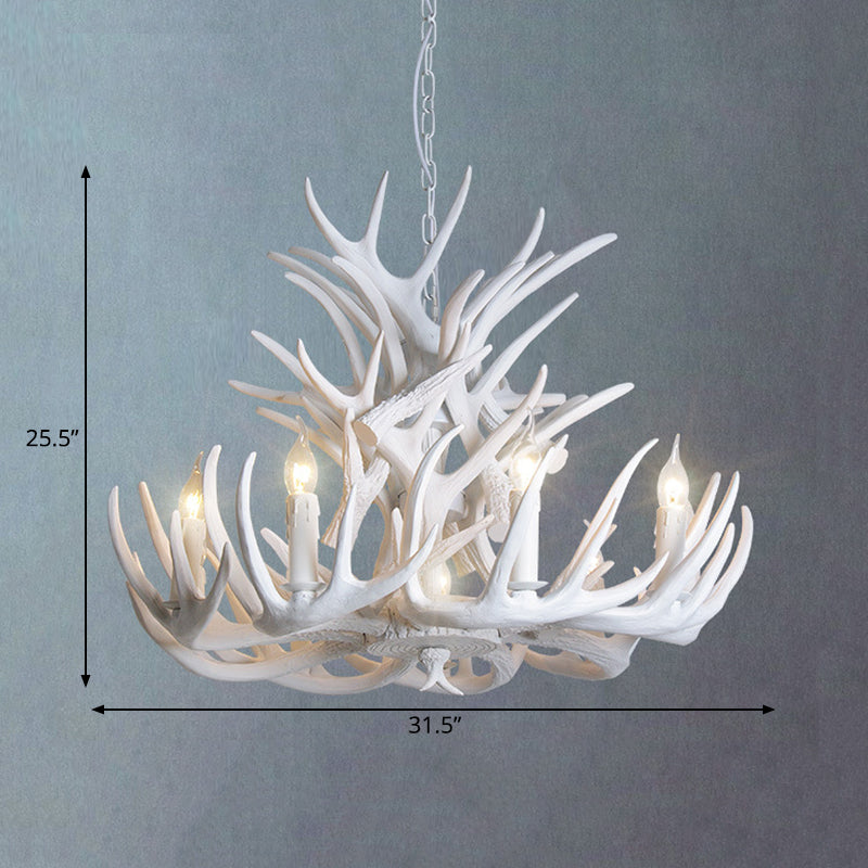 AntlerGlow – White Antler Chandelier in Rustic Resin for Living Rooms