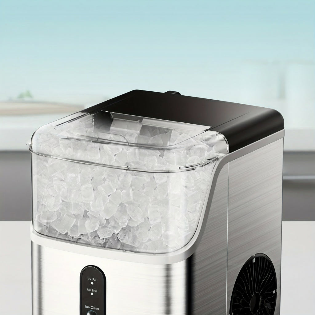 Macchina per Cubetti di Ghiaccio Compatta Design in Acciaio Inox Ghiaccio Nugget Veloce