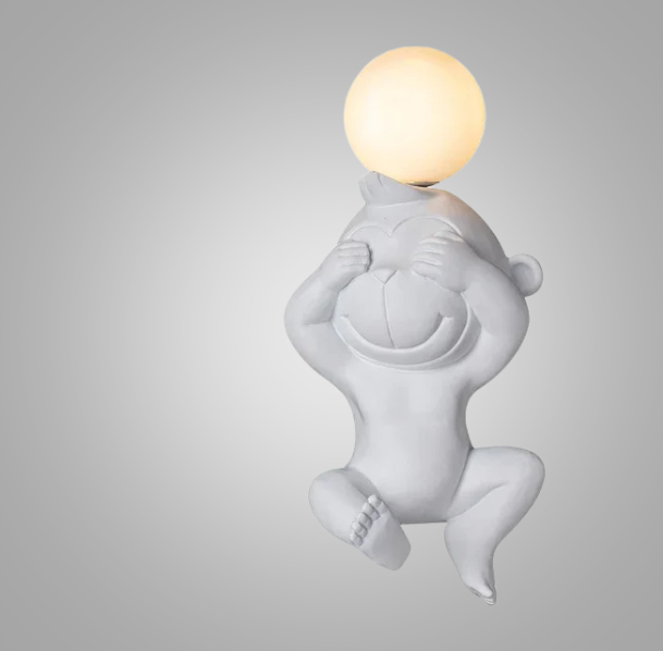 PlayfulGlow - Funny Monkey Wall Lamp with Milk Glass – Decorative LED Lamp