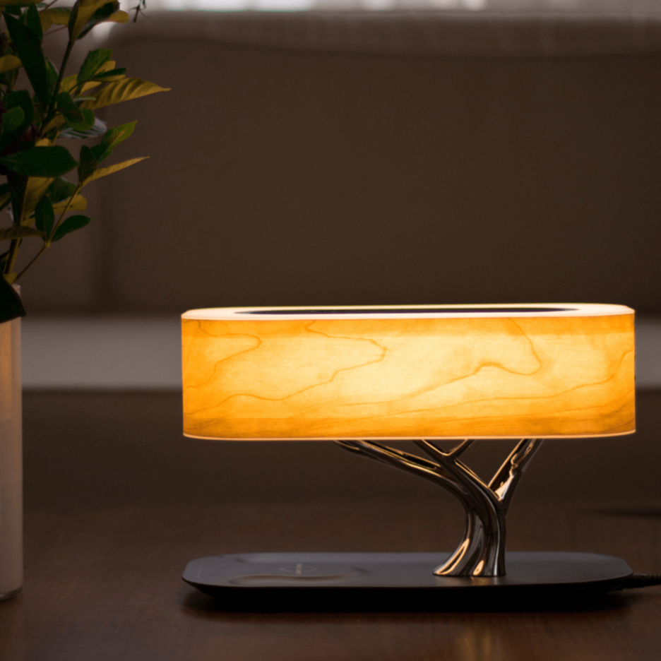 Lampada da tavolo Levensvreugde - Caricatore wireless e altoparlante Bluetooth