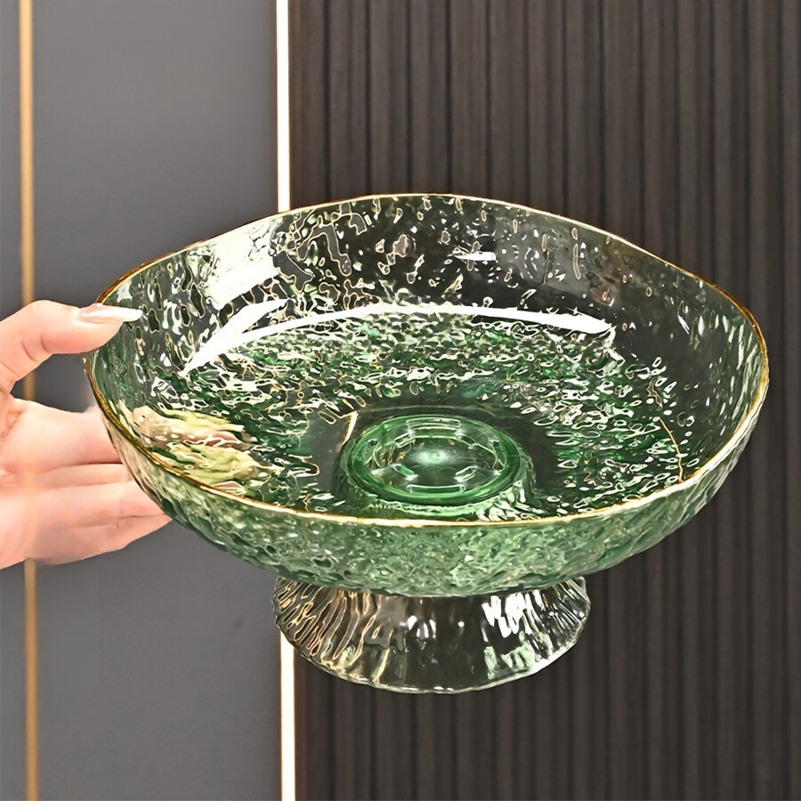 ClearServe Fruit Bowl - Transparent PET Bowl with Drain for Snacks