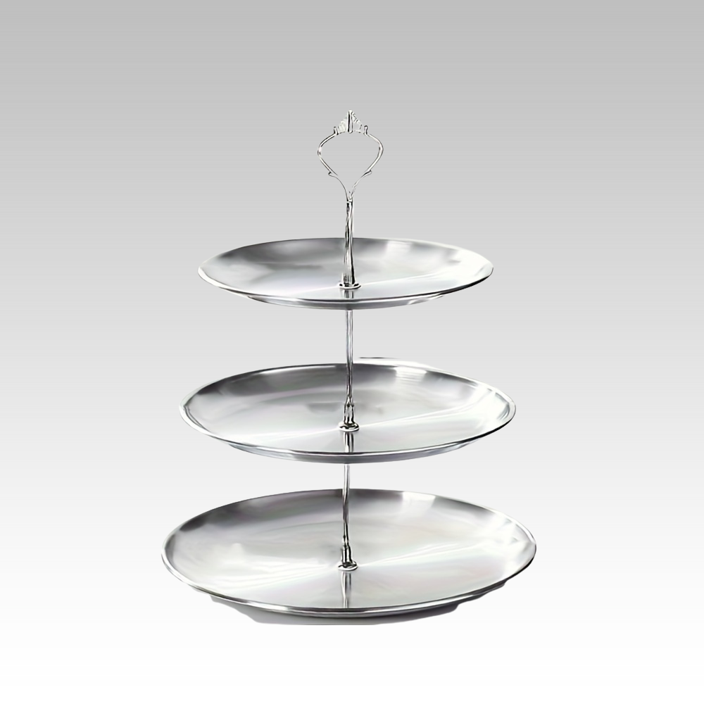SteelTower - 3-Tier Stainless Steel Cake Stand | Serving Platter for Desserts & Fruit