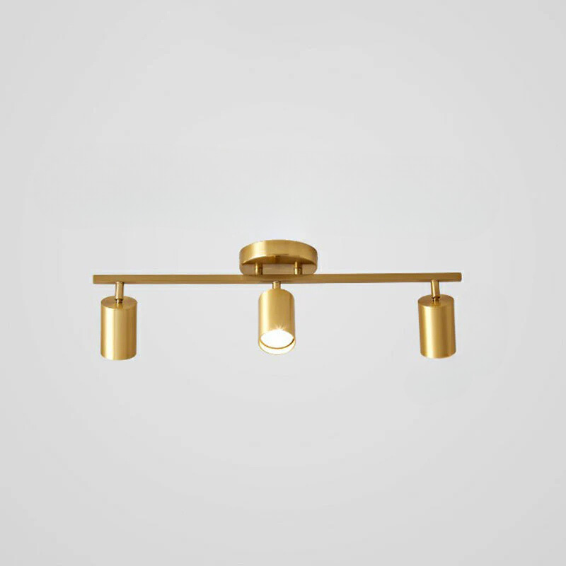 Lámpara de techo LED minimalista con riel tubular dorado y pantalla metálica