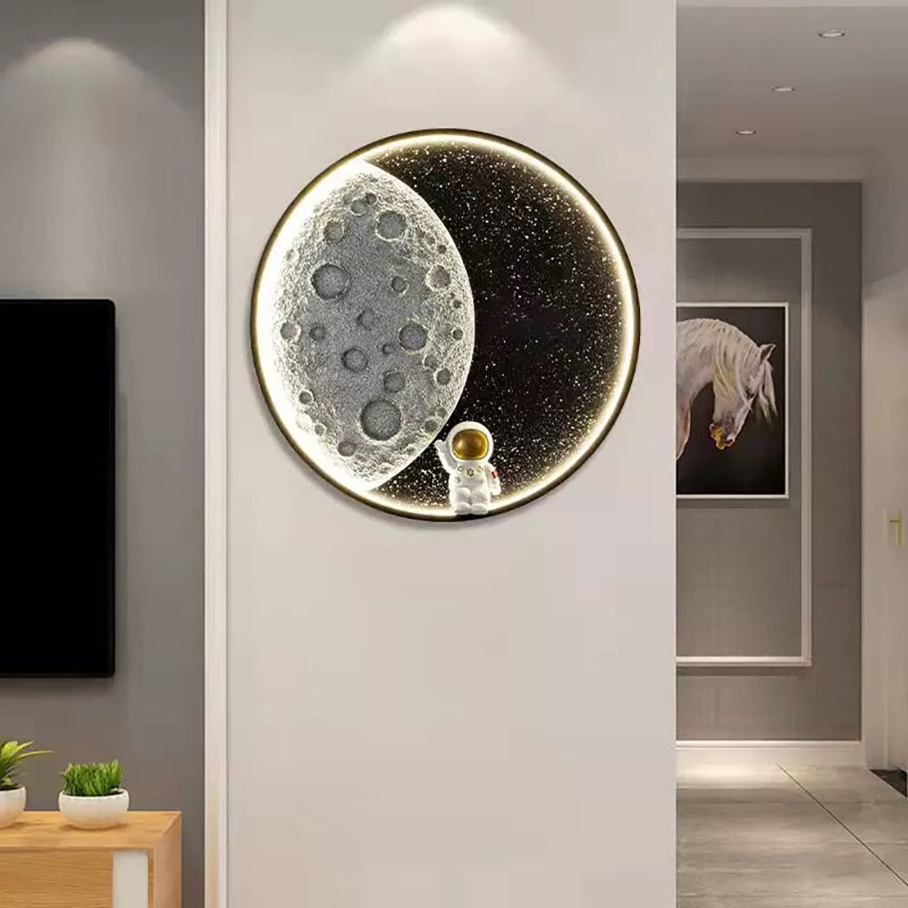 Elif Moderno Astronauta Maan Lampada da Parete LED Camera da Letto/Bambini Interno Metallo Dimmerabile