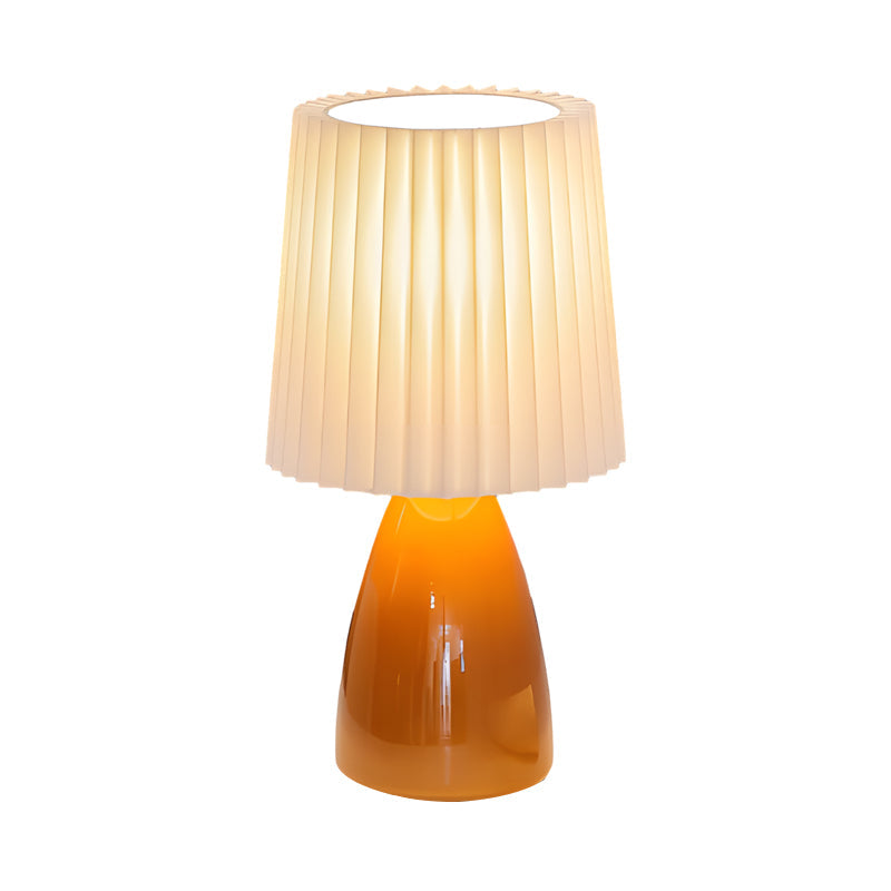 Lampada da tavolo plissettata - base in vetro e USB, dimmerabile 12''