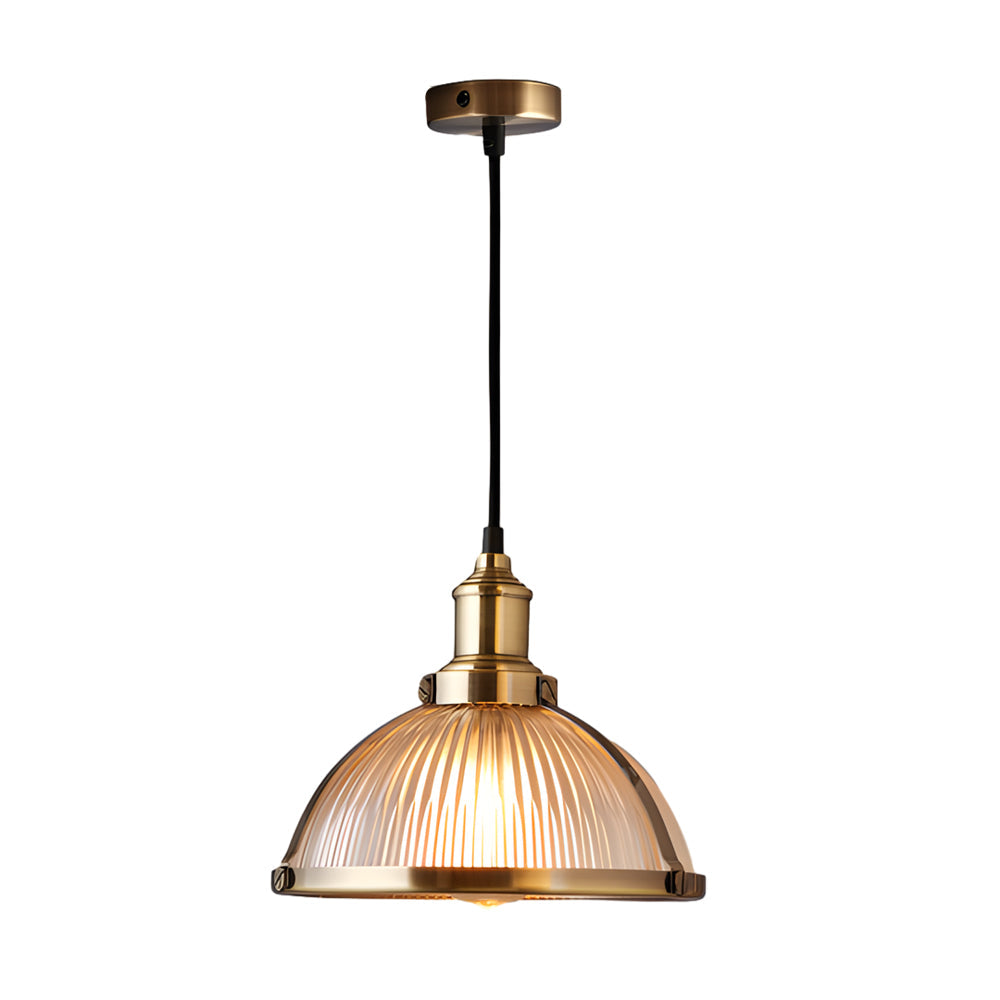 Lampada a sospensione retro 1-Licht con paralume in vetro a strisce