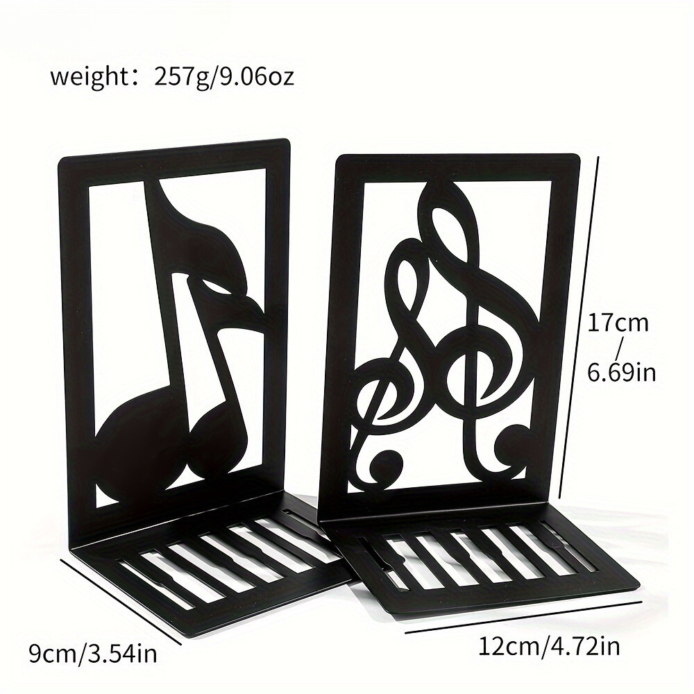 BlackNote - Metal Bookends for Office & Home Decoration, 1 Pair