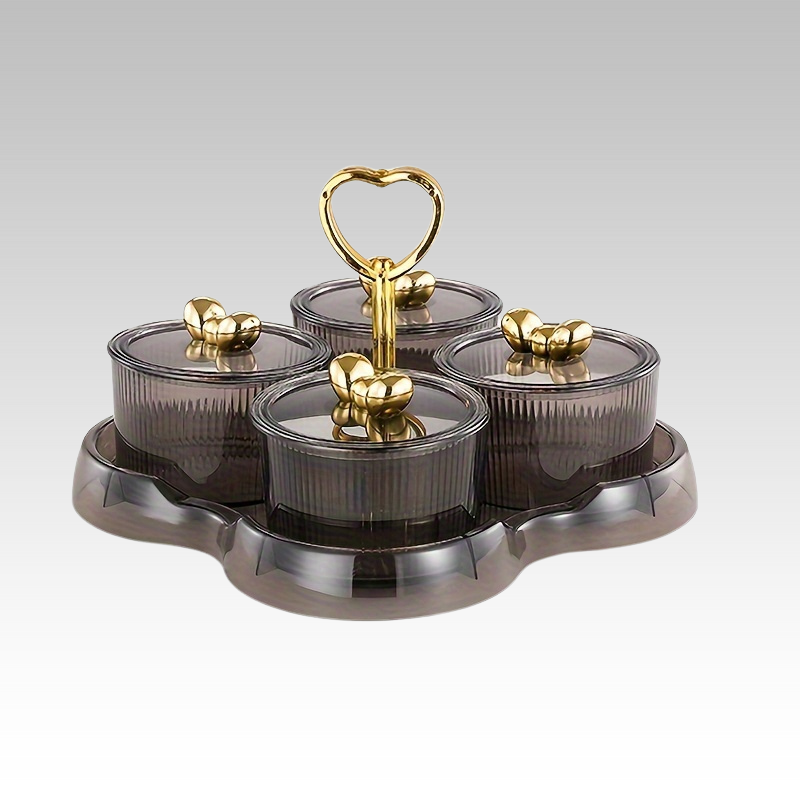 AcrylicServe Set - 4-piece Acrylic Nut & Candy Bowl Set with Lid