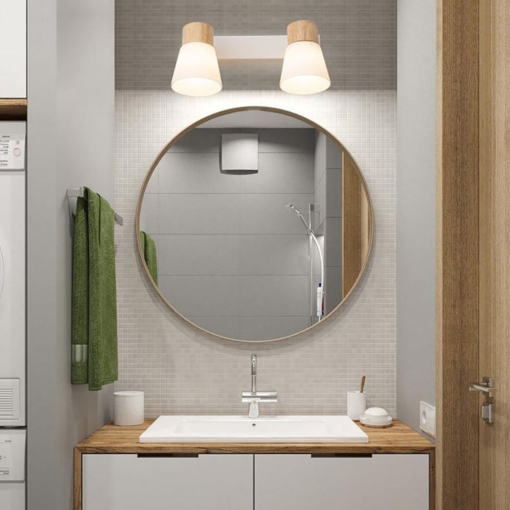Lámpara de varita LED nórdica Ozawa Madera/Vidrio Salón/Comedor Blanco