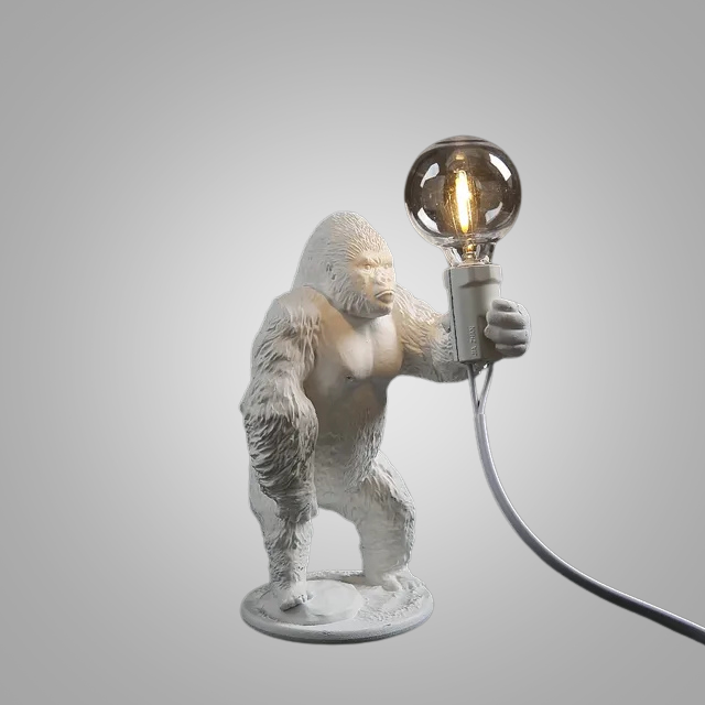 GorillaLux - Unique Gorilla Table Lamp | Modern Animal Lamp with Warm LED Lighting