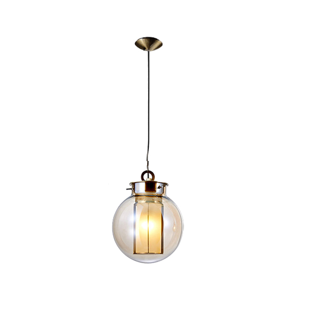 Lampada a sospensione in vetro ambra