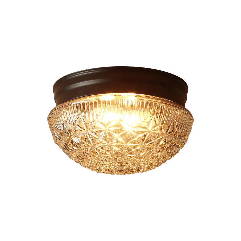 Lampada da soffitto in vetro trasparente scanalata per camera da letto