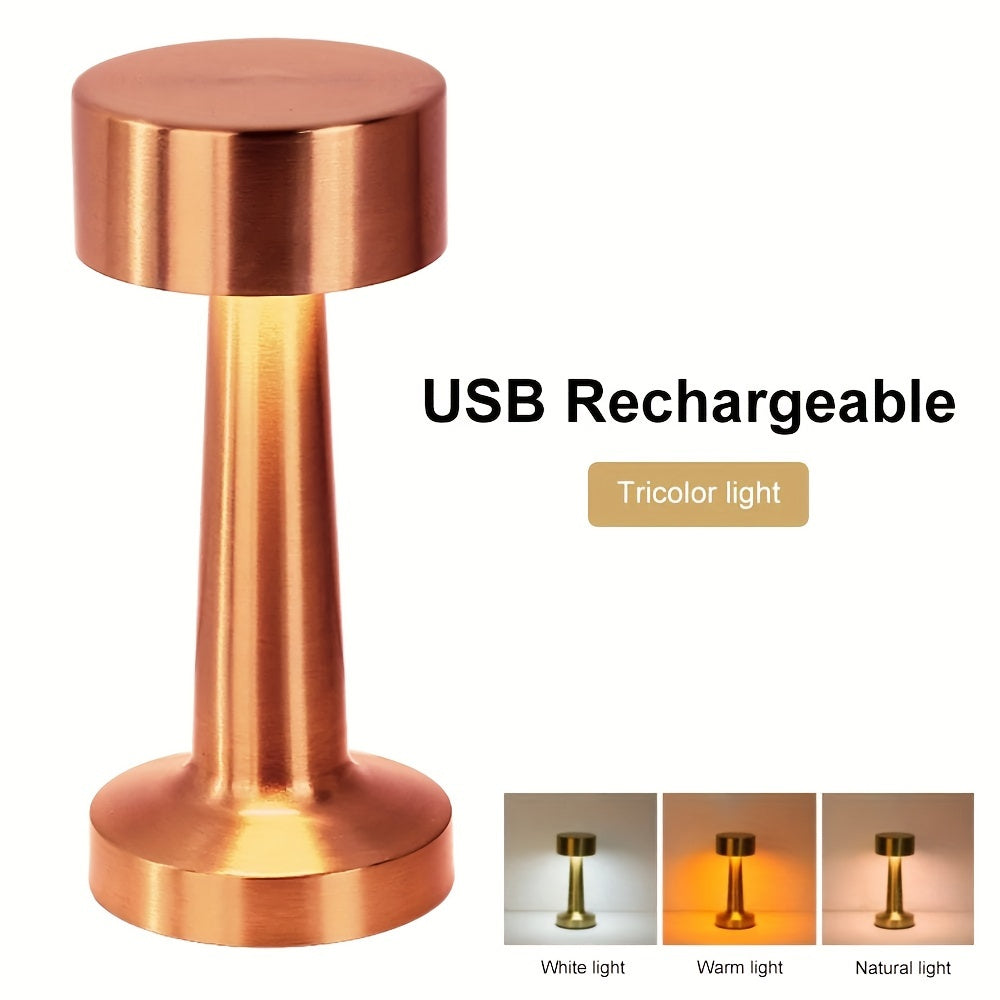 LuxeGlow - Lámpara de mesa inalámbrica de 3 colores con atenuación táctil