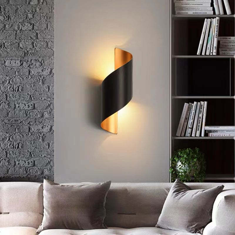 Lámpara de pared LED moderna Orr, espiral, interior, blanco/negro, metal