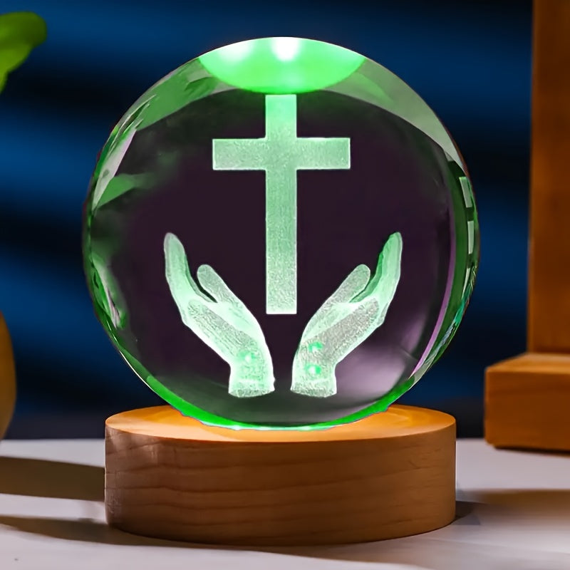 CrystalGlow - Traditional 3D Engraved Crystal Night Light
