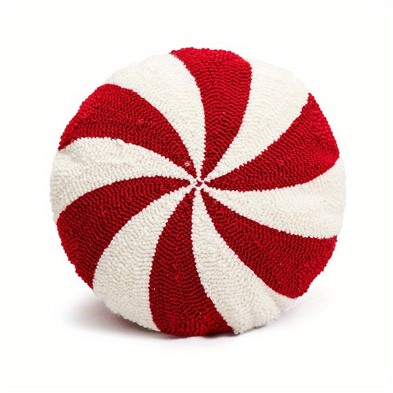 Almohada Bastón de Caramelo - Almohada Navideña Vintage, Lavable a Mano, Relleno de Poliéster