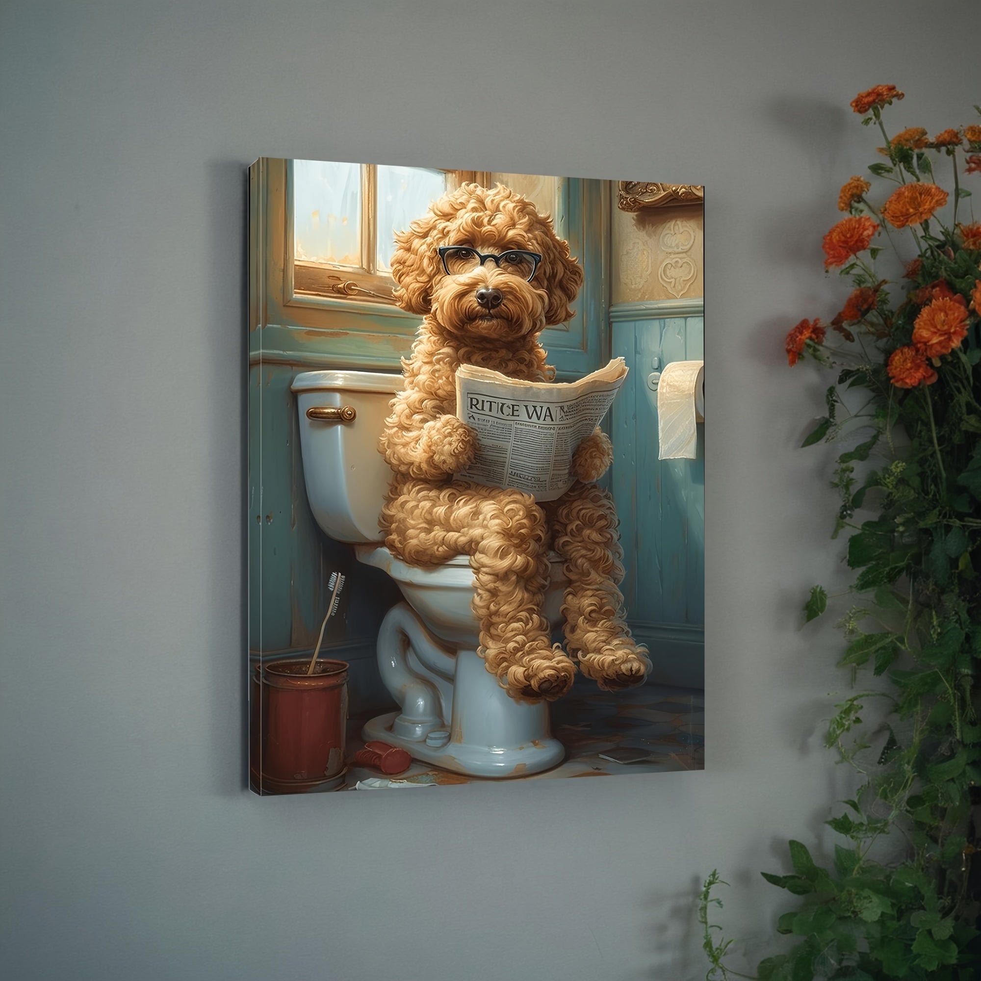 Tela Goldendoodle per Bagno - Decorazione Murale Umoristica