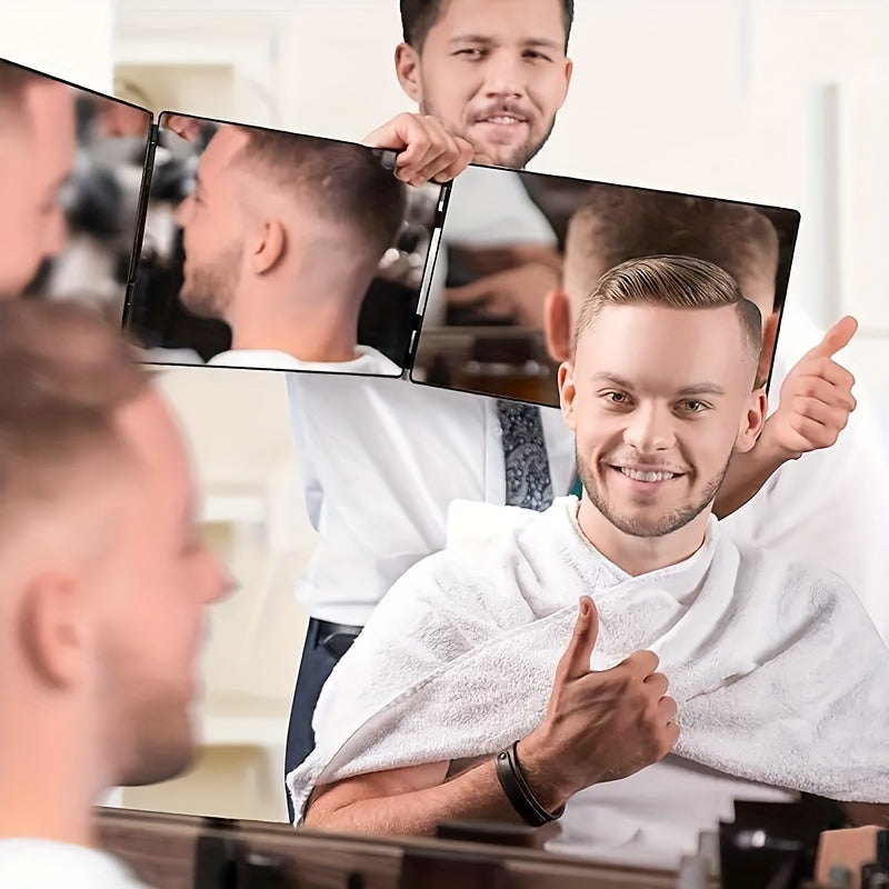 Espejo giratorio 360° de 3 lados con ajuste de altura y ganchos – Perfecto para peinados DIY y maquillaje, no necesita pilas