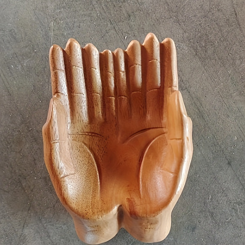 HandServe-Vassoio promozionale - Mani intagliate in legno per presentazione di cristallo