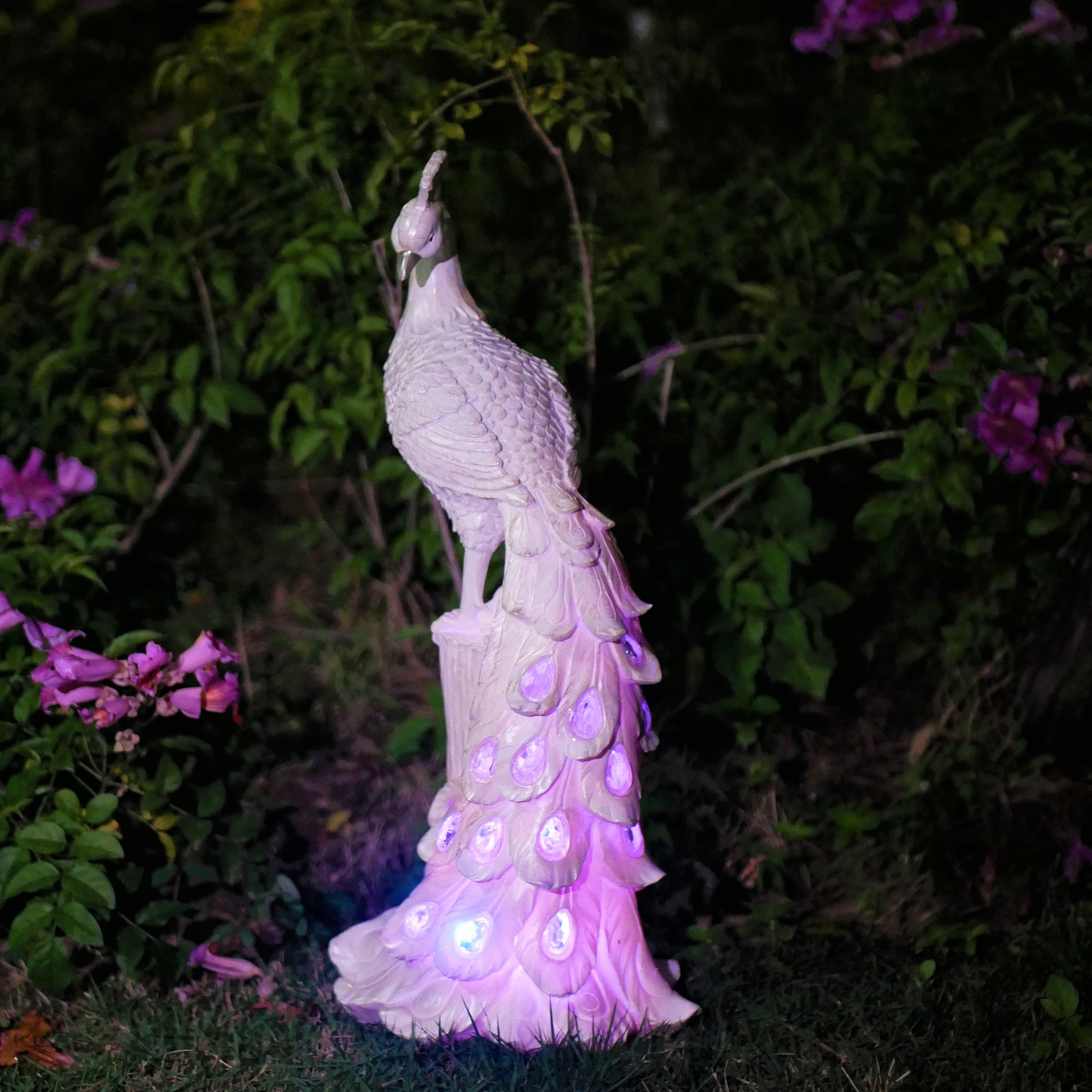 olarPeacock - Paletto da Giardino Colorato in Resina a Energia Solare, Perfetto