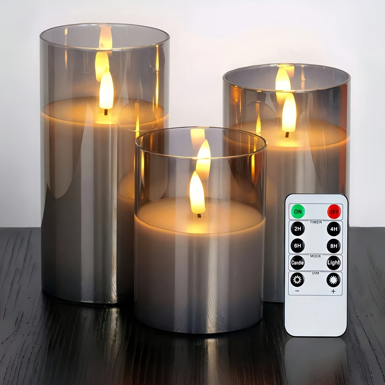 Elegantes Velas LED Cinzentas com Comando à Distância - Para Casamentos, Aniversários e Decoração de Natal